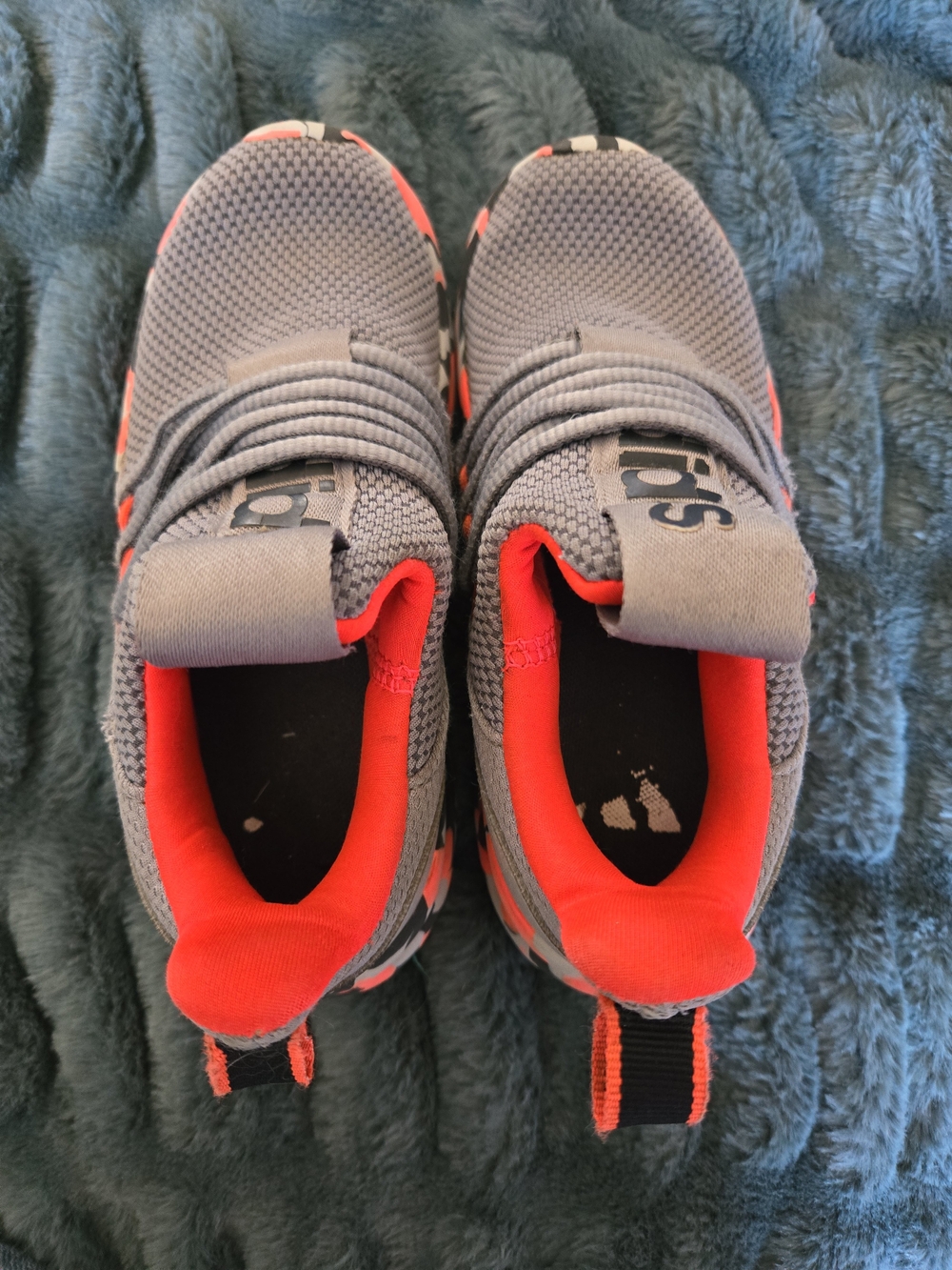 adidas Kids Gray and Coral Slip-On Sneakers